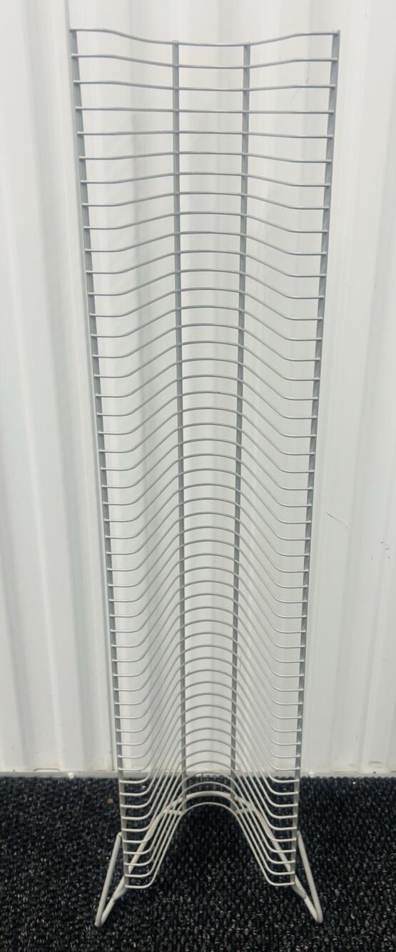 VTG Silver Wire CD/BLURAY Storage Rack Tower Floor Stand Holds 50 Compact Disc